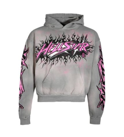 Grey And Pink Hellstar Hoodie