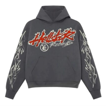 Grey And Red Hellstar Hoodie